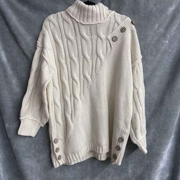Pol Womens Sweater Cream Turtleneck tunic Cable Style number FST122 size small - Picture 1 of 14
